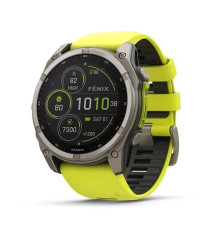 Смарт-часы Garmin Fenix 8 – 51 мм, Solar Sapphire, титан с ярко-желтым/графитовым силиконовым ремешком