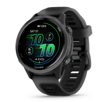 Смарт-часы Garmin Forerunner 570 (42 мм), алюминиевый безель сланцево-серого цвета с черным ремешком.