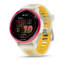 Garmin Forerunner 570 Smartwatch (42mm), Raspberry Aluminum Bezel with Ivory/Mango Band