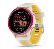 Смарт-часы Garmin Forerunner 570 (42 мм), малиновый алюминиевый безель с ремешком цвета слоновой кости/манго