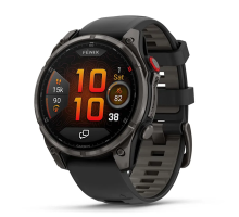 Garmin Fenix ​​8 Pro (47mm) AMOLED Sapphire Smartwatch, Carbon Gray DLC Titanium with Black and Gray Silicone Strap
