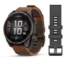 Смарт-годинник Garmin Fenix ​​8 Pro (47 mm) AMOLED Sapphire, титан Carbon Gray DLC із каштановим шкіряним ремінцем