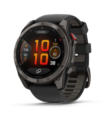 Смарт-часы Garmin Fenix ​​8 Pro (51 mm) AMOLED Sapphire, титан Carbon Gray DLC с силиконовым черно-серым ремешком