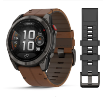 Смарт-часы Garmin Fenix ​​8 Pro (51 mm) AMOLED Sapphire, титан Carbon Gray DLC с каштановым кожаным ремешком