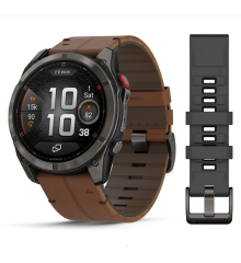 Смарт-часы Garmin Fenix ​​8 Pro (51 mm) AMOLED Sapphire, титан Carbon Gray DLC с каштановым кожаным ремешком