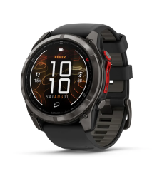 Смарт-часы Garmin Fenix ​​8 Pro (51 mm) MicroLED Sapphire, титан Carbon Gray DLC с силиконовым черно-серым ремешком