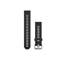 Ремешок Garmin для часов Forerunner 245/645/Vivoactive/Vivomove (20 мм) силиконовый черный с серебристой застежкой