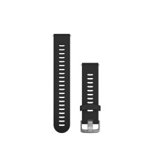 Ремінець Garmin для годинника Forerunner 245/645/Vivoactive/Vivomove (20 мм) силіконовий чорний із сріблястою застібкою