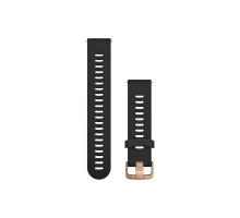 Garmin Forerunner 245/645/Vivoactive/Vivomove 20mm Watch Band, Black Silicone with Rose Gold Buckle