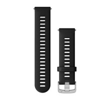 Garmin 22mm Quick Release Strap for Forerunner 255/265/745, Venu 2/3 and More, Black with Silver Buckle