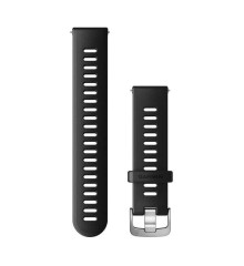 Ремінець Garmin 20 мм для годинників Venu, Vívoactive, Forerunner та інших, чорний із сріблястою застібкою