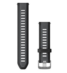 Garmin Strap for Venu Sq/Forerunner 245/645/Vivoactive 3/Vivomove (20mm) Silicone Black and Gray
