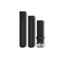 Garmin Forerunner 245/645/Vivoactive/Vivomove 20mm Silicone Black Watch Strap with Stainless Steel Buckle
