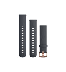 Ремінець Garmin для Venu Sq/Forerunner 245/645/Vivoactive 3/Vivomove (20 мм) силіконовий темно-синій із застібкою кольору рожевого золота