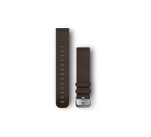 Garmin Forerunner 245/645/Vivoactive/Vivomove 20mm Watch Band, Dark Brown Leather, Silver Buckle