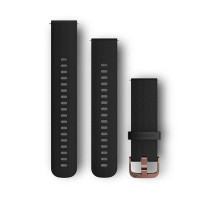 Ремінець Garmin для годинника Forerunner 245/645/Vivoactive/Vivomove (20 мм) силіконовий чорний/рожеве золото, фактура 