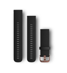 Ремінець Garmin для годинника Forerunner 245/645/Vivoactive/Vivomove (20 мм) силіконовий чорний/рожеве золото, фактура 