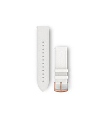 Garmin Venu Sq/Forerunner 245/645/Vivoactive 3/Vivomove 20mm Watch Strap, White Leather, Gold Buckle
