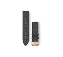 Ремінець Garmin для Venu Sq/Forerunner 245/645/Vivoactive 3/Vivomove (20 мм), чорна тиснена шкіра із золотистою застібкою