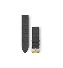 Ремінець Garmin для Venu Sq/Forerunner 245/645/Vivoactive 3/Vivomove (20 мм), чорна тиснена шкіра із золотистою застібкою