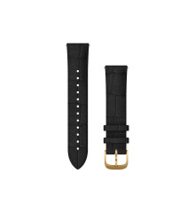 Ремінець Garmin для годинника Forerunner 245/645/Vivomove/Vivoactive 3/Venu (20 мм) із чорної тисненої шкіри із золотистою застібкою
