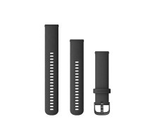 Ремінець Garmin для Venu Sq/Forerunner 245/645/Vivoactive 3/Vivomove (20 мм) силіконовий чорний із сірою застібкою