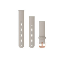 Garmin Venu Sq/Forerunner 245/645/Vivoactive 3/Vivomove 20mm Silicone Strap, Light Sand, Rose Gold Buckle