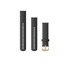 Garmin strap for Venu Sq/Forerunner 245/645/Vivoactive 3/Vivomove (20 mm) silicone black with gold clasp