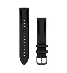 Шкіряний ремінець Garmin 18 мм для годинника Venu, Vívoactive, Forerunner чорний зі сланцевою фурнітурою