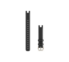 Garmin Lily 14mm Black Italian Leather Watch Band with Cream and Gold Buckle (Large)