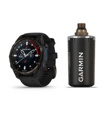 Garmin Descent Mk3i Smartwatch - 43mm Carbon Gray DLC Titanium with Black Silicone Strap + Descent T2 Transceiver