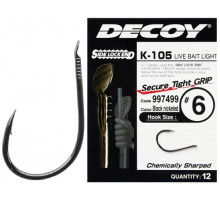 Крючок Decoy K-105 Live bait light #6, 12шт.