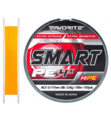 Шнур Favorite Smart PE 4x 150м (оранж.) #0.5/0.117мм 3.6кг/8lb