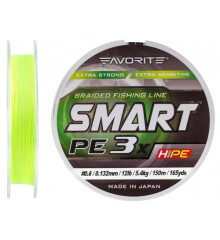 Шнур Favorite Smart PE 3x 150м (fl.yellow) #0.6/0.132 mm 12lb/5.4 кг