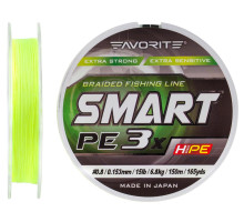 Шнур Favorite Smart PE 3x 150м (fl.yellow) #0.8/0.153 mm 15lb/6.8 kg