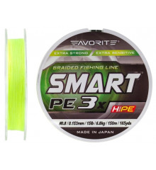Шнур Favorite Smart PE 3x 150м (fl.yellow) #0.8/0.153 mm 15lb/6.8 kg