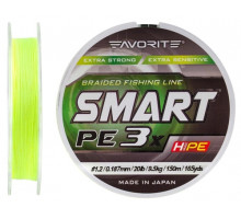 Cord Favorite Smart PE 3x 150m (fl.yellow) # 1.2 / 0.187mm 20lb / 9.5kg