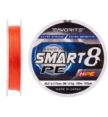 Шнур Favorite Smart PE 8x 150м (red orange) #0.5/0.117 mm 8lb/4.1 kg