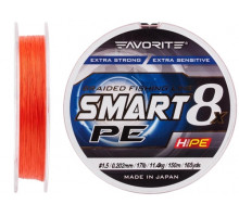 Cord Favorite Smart PE 8x 150m (red orange) # 1.5 / 0.202mm 17lb / 11.4kg