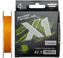 Cord Favorite X1 PE 4x 150m (orange) # 2.5 / 0.260mm 35lb / 16.4kg