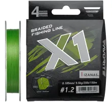 Cord Favorite X1 PE 4x 150m (l.green) # 1.2 / 0.185mm 20lb / 9.5kg