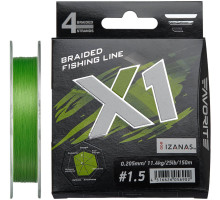 Cord Favorite X1 PE 4x 150m (l.green) # 1.5 / 0.205mm 25lb / 11.4kg