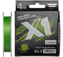 Шнур Favorite X1 PE 4x 150m (l.green) #2.5/0.260 mm 35lb/16.4 kg