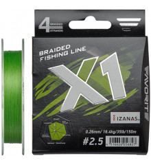 Cord Favorite X1 PE 4x 150m (l.green) # 2.5 / 0.260mm 35lb / 16.4kg