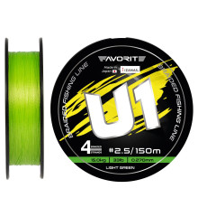 Шнур Favorite U1 PE 4x 150m (light green) #2.5/0.270mm 33lb/15.0kg