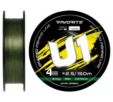 Cord Favorite U1 PE 4x 150m (dark green) #2.5/0.270mm 33lb/15.0kg