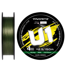 Шнур Favorite U1 PE 4x 150m (dark green) #2.5/0.270mm 33lb/15.0kg