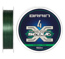 Шнур Brain Scout 4X 150m (deep green) 0.128mm 7.2kg