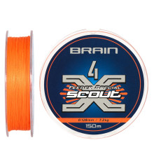 Шнур Brain Scout 4X 150m (fluoro Orange) 0.128mm 7.2kg