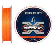 Шнур Brain Scout 4X 150m (fluoro Orange) 0.163mm 9.8kg